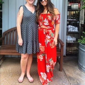 Floral two piece set cropped top and flowy pants